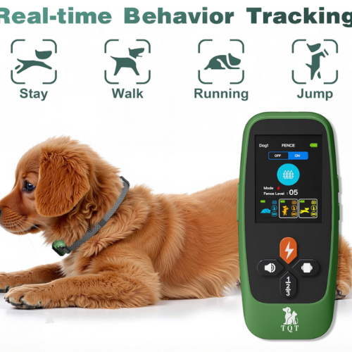 TQT 4-in-1 Wireless Dog Fence System Electric Dog Fence with Training Collar & Anti-Bark Collar | Real-Time Pet Status Display | Portable Waterproof Outdoor Pet Containment System - T800Pro