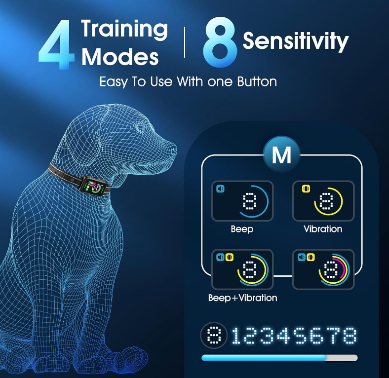 TQT Smart Bark Collar, Rechargeable Anti Barking Training Collar-TC03Pro