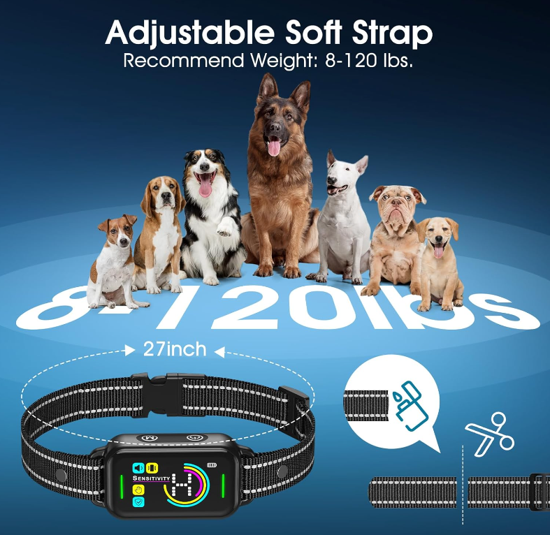 TQT Smart Bark Collar, Rechargeable Anti Barking Training Collar-TC03Pro