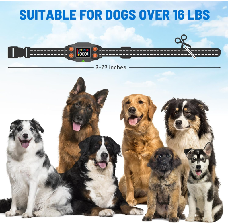 TQT GPS Wireless Dog Fence, 3 Warning Modes, Radius 25-999 Yards, IPX7 Waterproof Collar, Electric Fence for Dogs, Pet Containment System, Outdoor Use, for Dogs Over 16 Lbs - F830