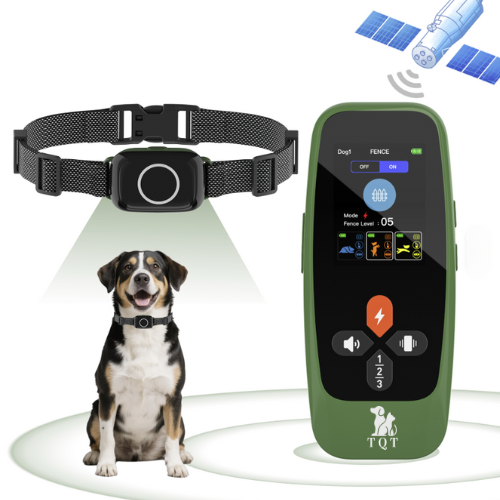 TQT 4-in-1 Wireless Dog Fence System Electric Dog Fence with Training Collar & Anti-Bark Collar | Real-Time Pet Status Display | Portable Waterproof Outdoor Pet Containment System - T800Pro