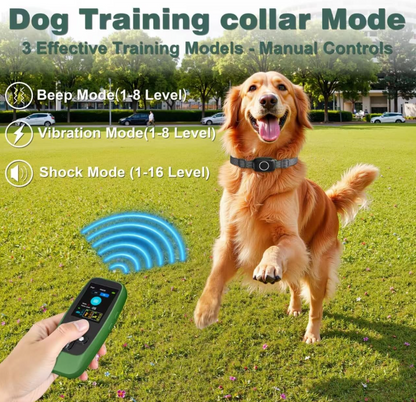 TQT 4-in-1 Wireless Dog Fence System Electric Dog Fence with Training Collar & Anti-Bark Collar | Real-Time Pet Status Display | Portable Waterproof Outdoor Pet Containment System - T800Pro